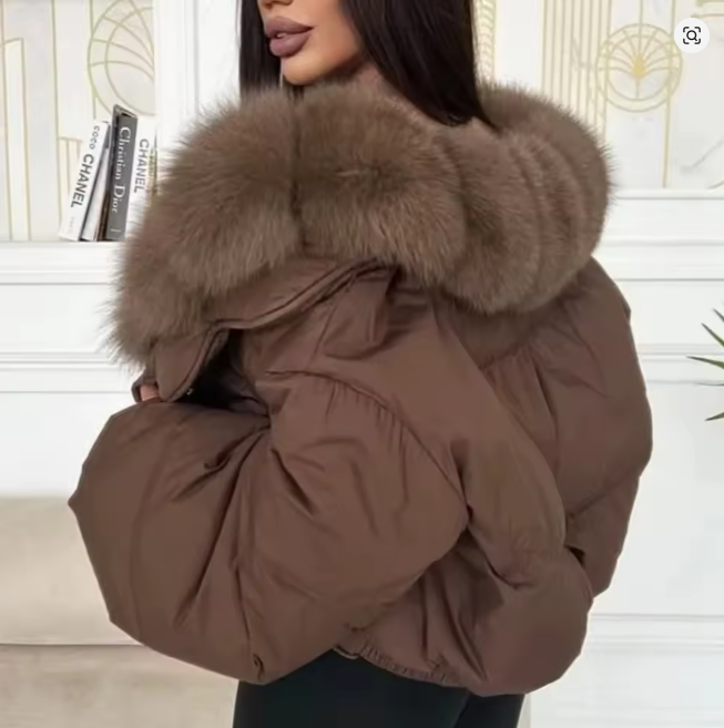 Luxury Fashion miu Winter Down Jacket Lightweight Women Big Natural Fox