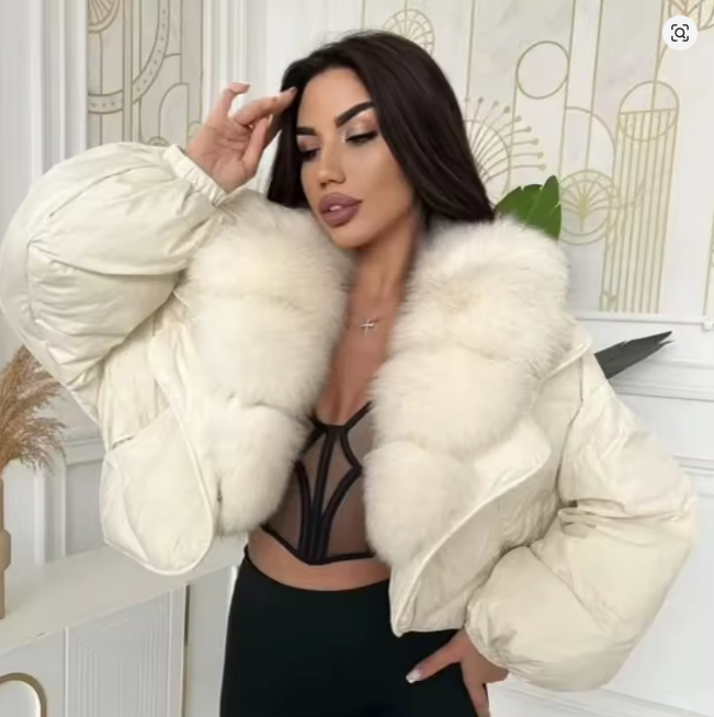 Luxury Fashion miu Winter Down Jacket Lightweight Women Big Natural Fox
