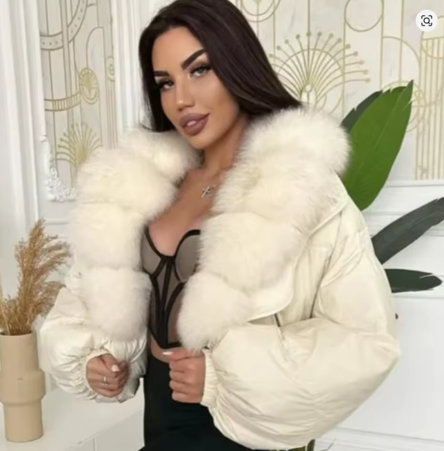 Luxury Fashion miu Winter Down Jacket Lightweight Women Big Natural Fox