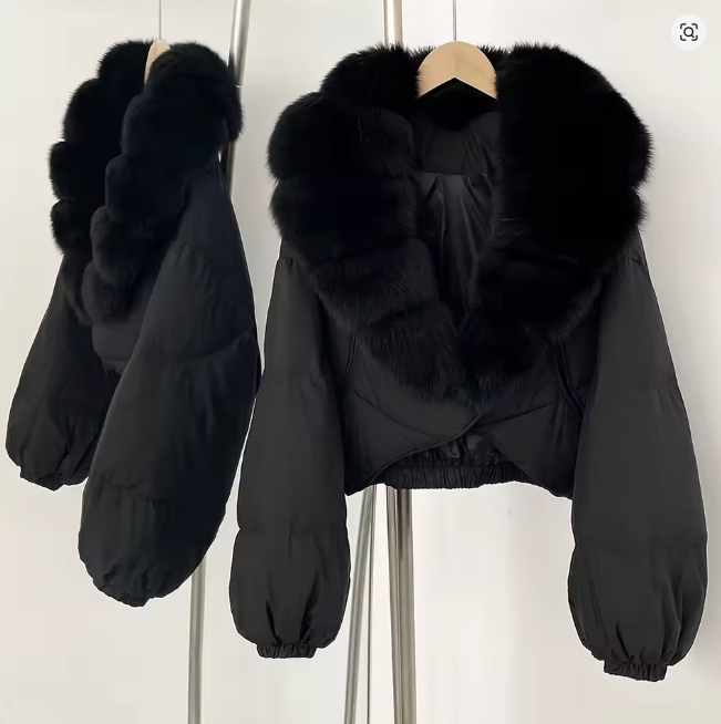 Luxury Fashion miu Winter Down Jacket Lightweight Women Big Natural Fox