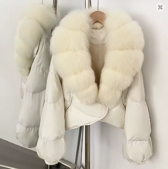 Luxury Fashion miu Winter Down Jacket Lightweight Women Big Natural Fox